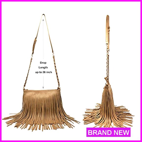 Fringe Crossbody Shoulder Bag Tassel Messenger Western Boho Chic Purse - Picture 5 of 7